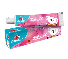 Gel Dental Condor Lilica Ripilica Kids+ com Flúor Morango 50g