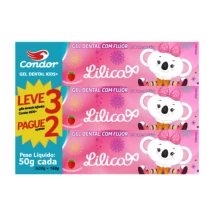 Gel Dental Condor  Lilica Ripilica com Flúor Kids+ 50g Promocional Leve 3 Pague2