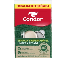 Esponja Biodegradável Limpeza Pesada Embalagem Econômica