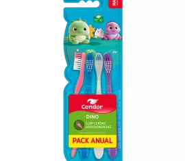 Escova Dental Condor Dino Macia Promocional 4 Unidades