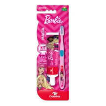 Kit Escova Dental Júnior + Gel Dental com Flúor morango 50g Barbie