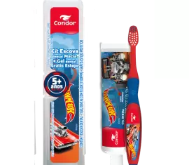 Kit Infantil Kids+ Hot Wheels Escova + Gel Dental Grátis Estojo