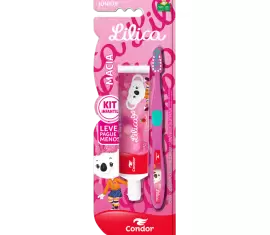 Kit Escova Dental Júnior + Gel Dental com Flúor Morango 50g Lilica Ripilica