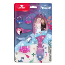 Kit Frozen com escova, prendedores para os cabelos e anéis