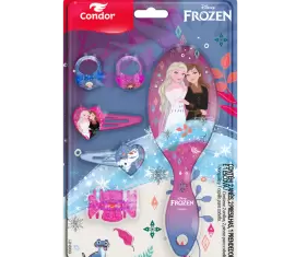 Kit Frozen com escova, prendedores para os cabelos e anéis
