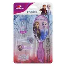 Kit Frozen com escova, prendedores para os cabelos e anéis