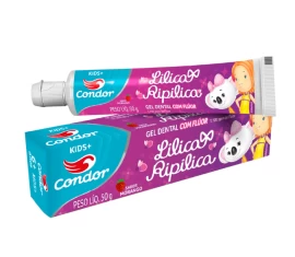 Gel Dental Condor Lilica Ripilica Kids+ com Flúor Morango 50g