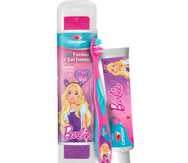 KIT INFANTIL KIDS+ BARBIE ESCOVA + GEL DENTAL GRÁTIS ESTOJO