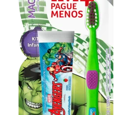 Kit Escova Dental Júnior + Gel Dental com Flúor Morango 50g Avengers Hulk